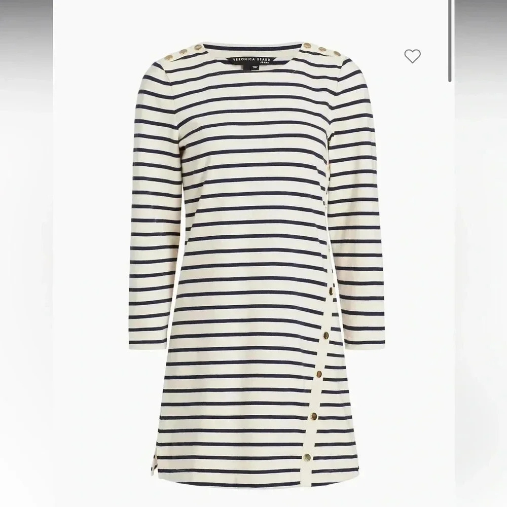 VERONICA BEARD Ruta Ivory Striped Cotton Dress